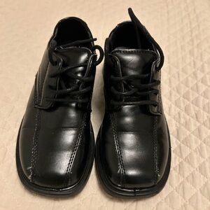 Kids Black Leather dress Lace-Up Shoes